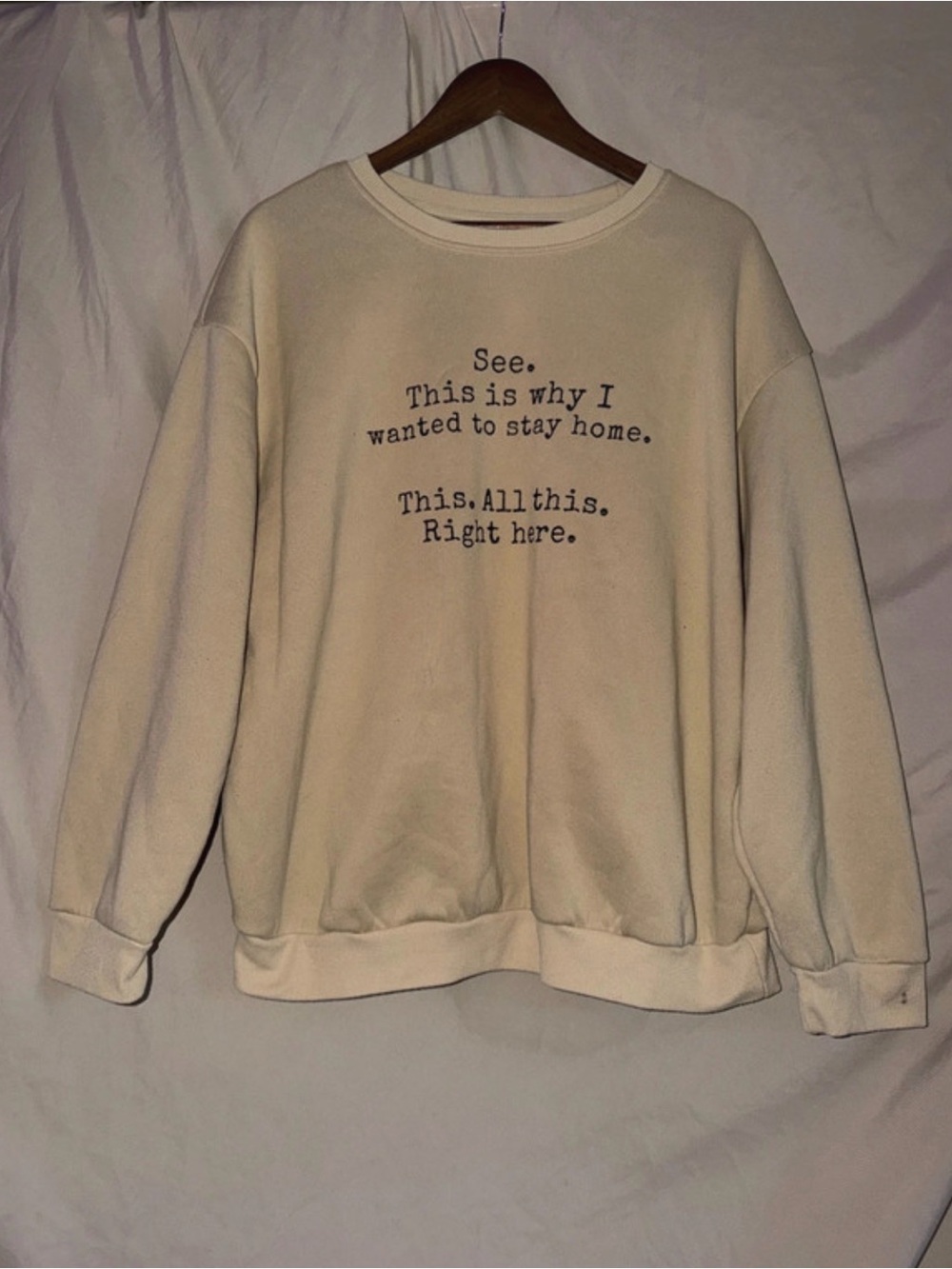 Cream Graphic Crewneck Sweatshirt - Cozy Casual Sweater